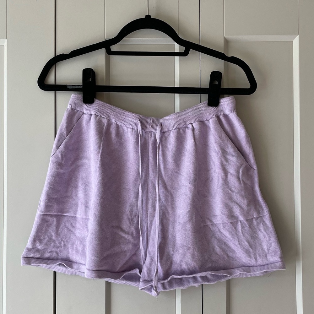 Purple terry shorts size L
